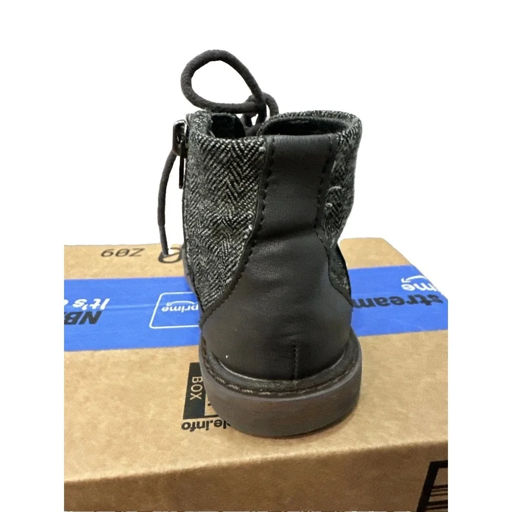 Baby's Zara Toddler Boots Boys Size 24 Gray Color Lace Up Front Zipper On Side